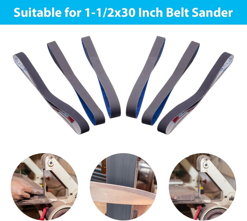 SHUTTLE GENIUS 15 Pack 1-1/2 x 30 Inch Sanding Belts, Extra Fine Grit Silicon Carbide Sanding Belt, 5 Pcs Each of 600, 800, 1000 Grits Sander Belt for Knife Sharpening Woodworking - Image 5